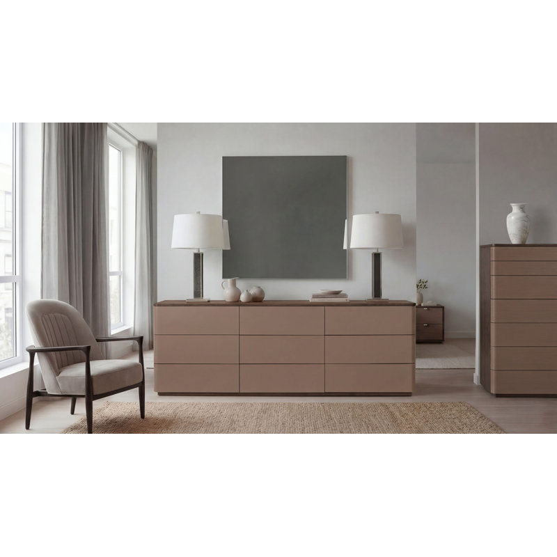 Commode 9 tiroirs Séoul, Brun