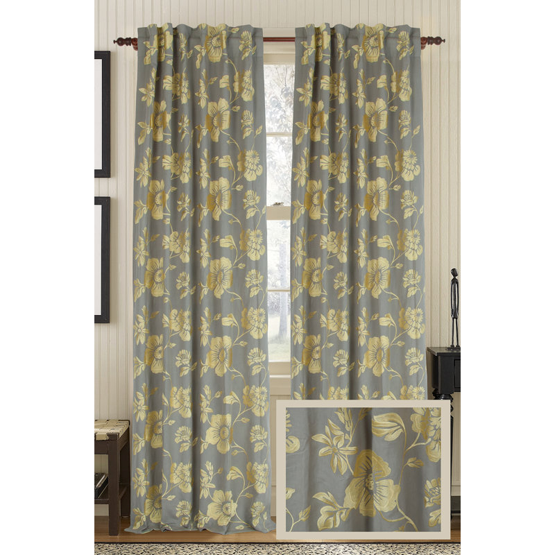 Royal Cotton Blend Semi Sheer Curtain Single Panel, 50" W x 96" L, Charlotte Blue