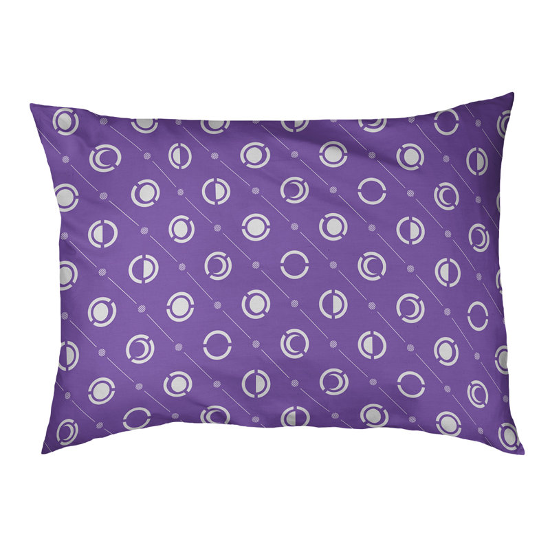 Coussin d’extérieur pour chien moon phases Chenault, Grand (l 50 po x P 7 po x H 40 po), Mauve / Blanc