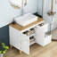 Meuble-lavabo de 36 pouces avec lavabo, 2 portes et tiroirs, fonctionnalité de fermeture en douceur, pieds en bois massif, lavabo carré en céramique sur comptoir, blanc brillant pour salles de bain luxueuses dans une armoire moderne