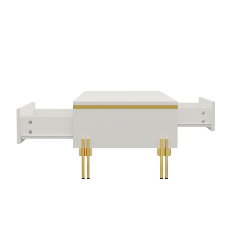 Coffee Table with 2 drawers black, White
