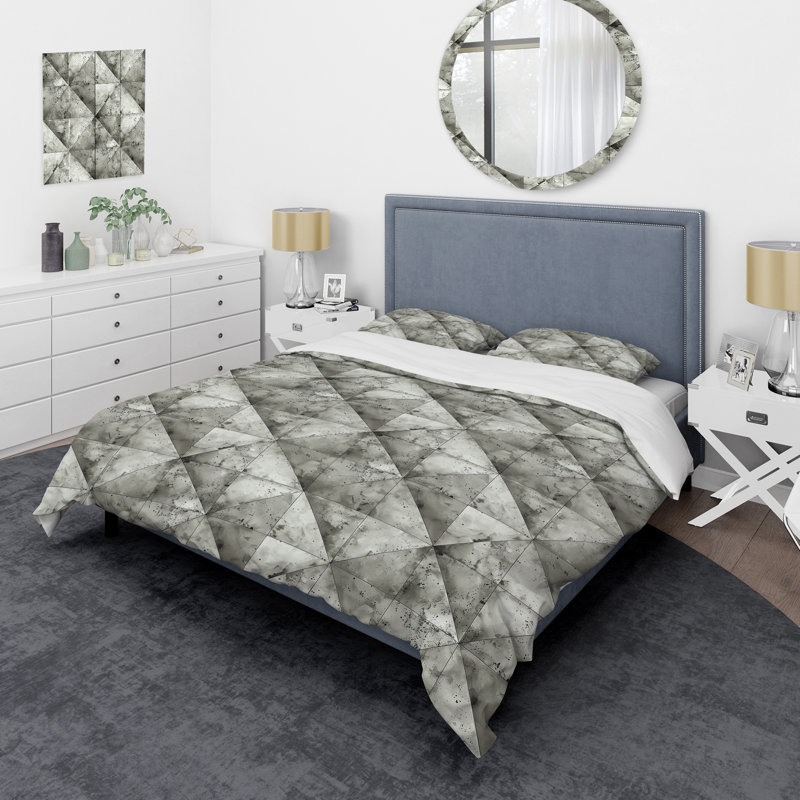 Ensemble de housse de couette gris et blanc Glam Diamonds - Glam, Housse de couette très grand + 2 taies décorativ