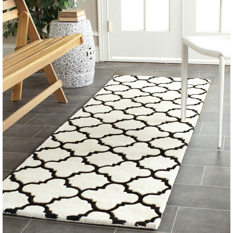 Tapis en laine touffeté à la main Carolene, Tapis de couloir 2 pi 3 po x 11 pi