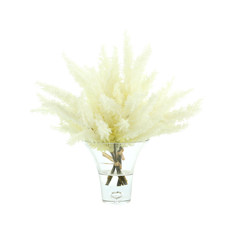 Arrangement floral Pampas dans un vase, Crème, H 14 po x l 15 po x P 15 po