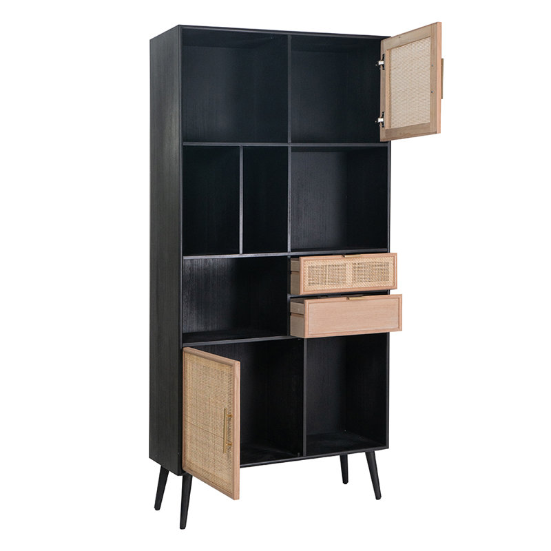 Bibliothèque de rangement 35,5x14x75 "Leinerer, Noir / naturel