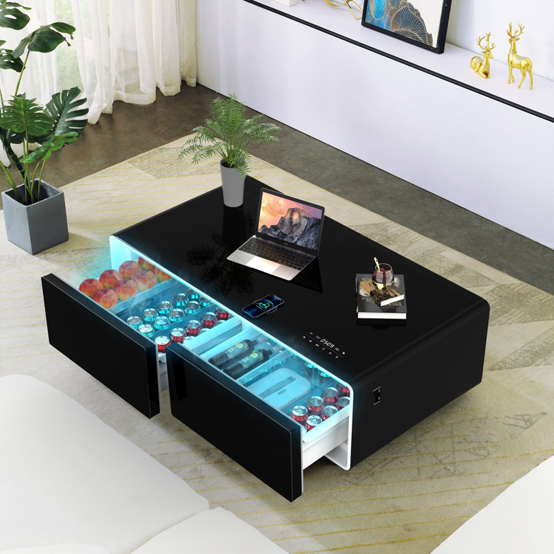 Glass Top Coffee Table, Black