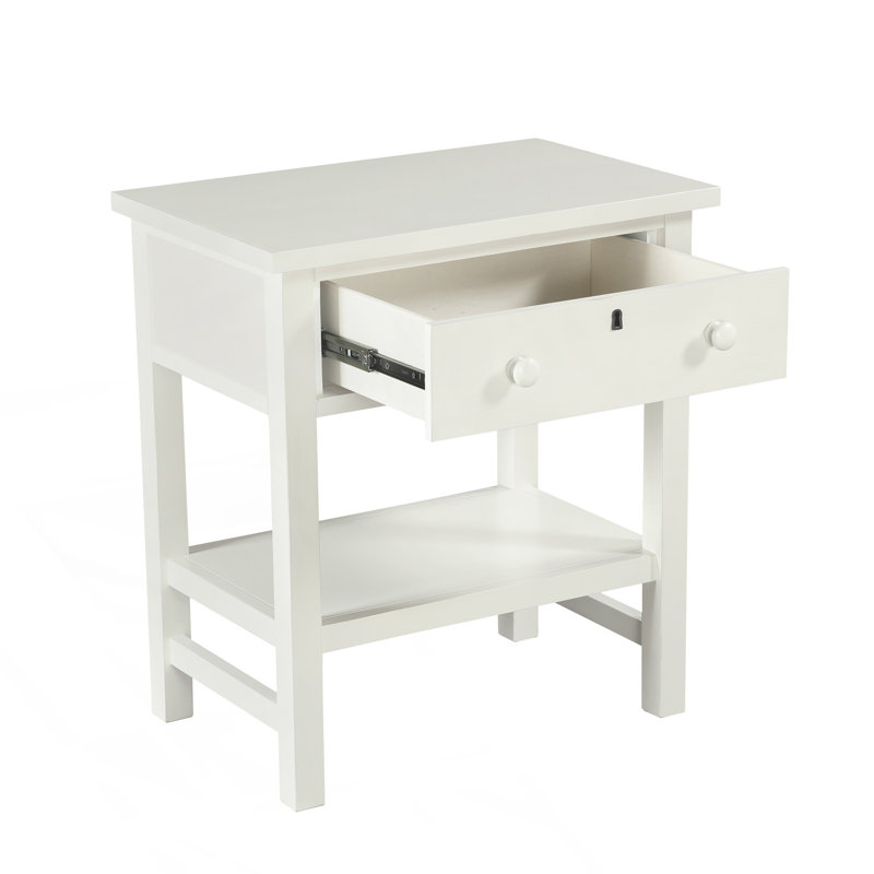 1-Drawer Storage Nightstand, Antique White