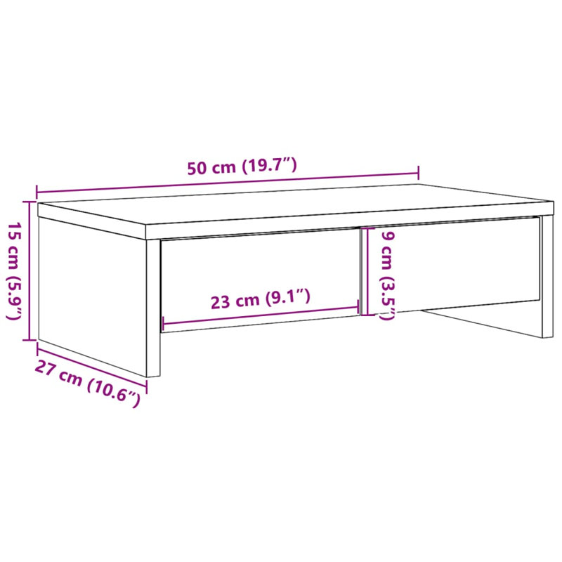 Barra Manufactured Wood Monitor Stand, Artisian Oak, 15cm H x 50cm W x 27cm D