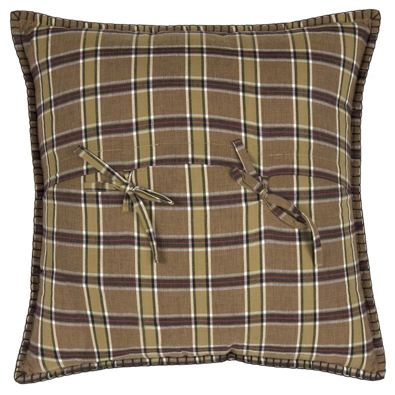Wyatt 18" Tan and Espresso Cotton Bear Applique Pillow