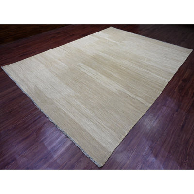 9'x12'1" Beaver Brown, Solid Design, Mixed Wool, Vegetable Dyes, Hand Woven, Kilim, Flat Weave, Oriental Rug
