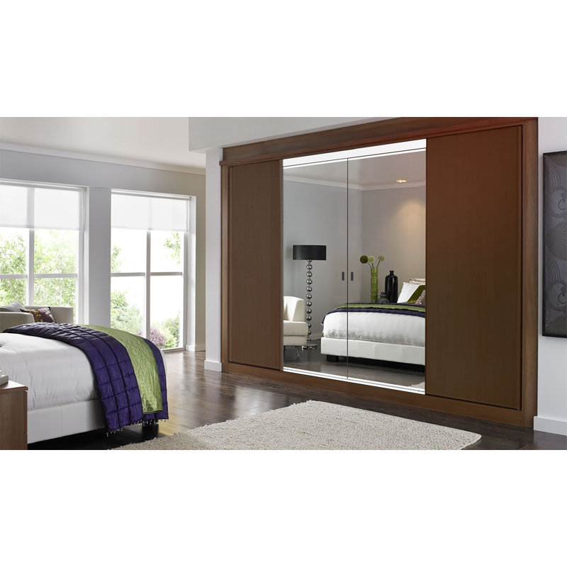 White Prefinished Mirrored Glass Smooth Sliding Closet Door, 60x80 inches