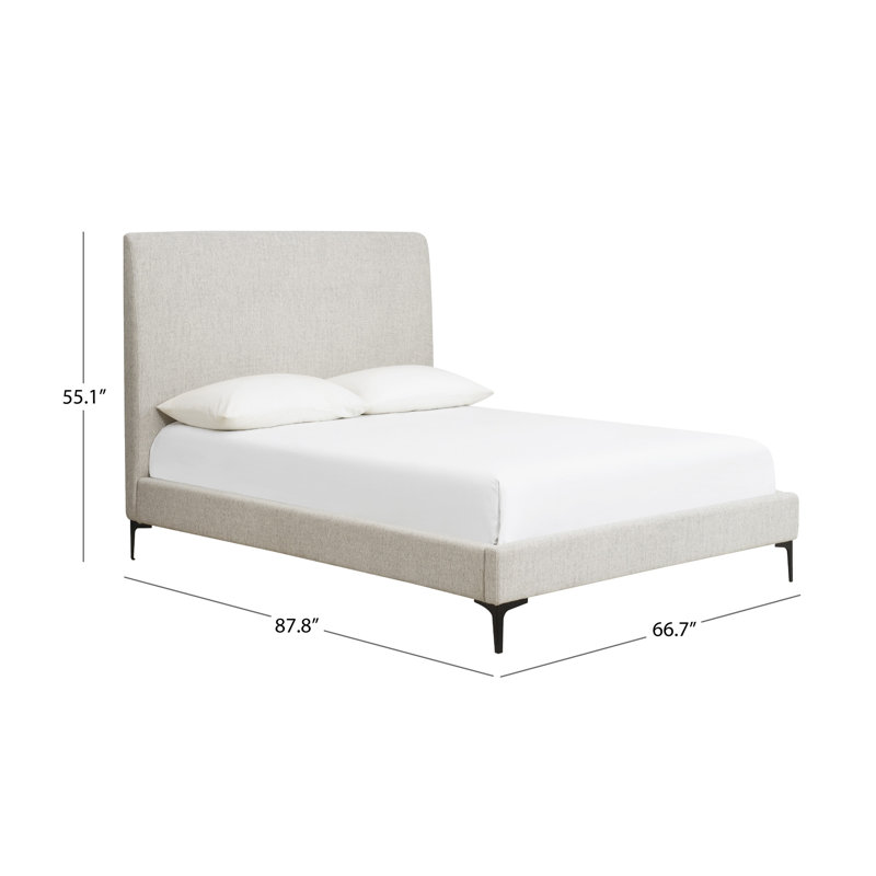 Jadan Upholstered Platform Bed, Queen, Cream