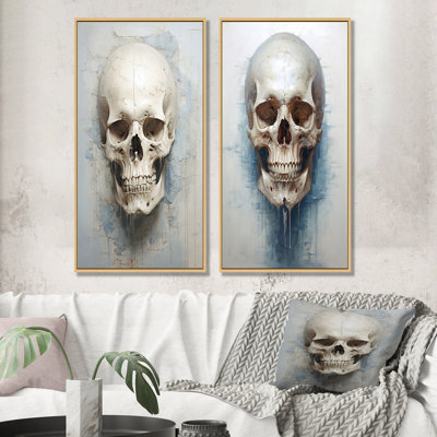Skull Elegance Portrait - Skull Canvas Prints Set Of 2