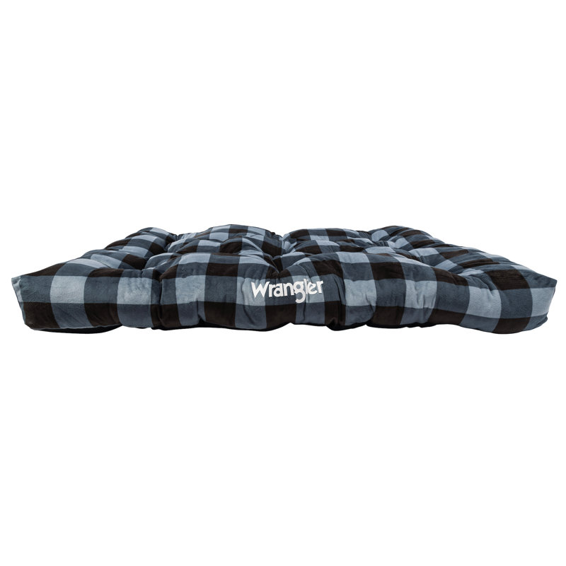 PATTERNED RECTANGLE TUFTED BED BLUE L