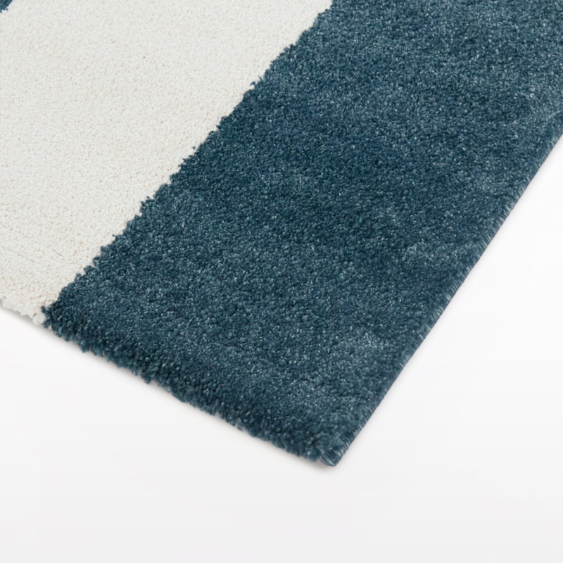 Alessandro Blue/Cream Geometric Stripe Area Rug, Rectangle 5'3" x 7'