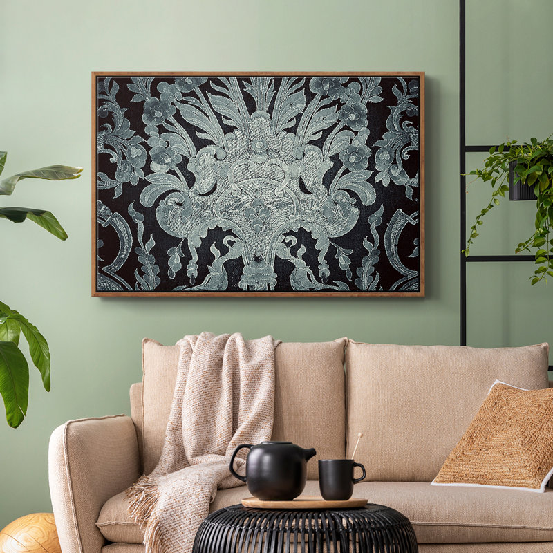 «Vintage Abstract Print» - XXVI - Toile tendue avec châssis, Toile encadrée noyer flottant, H 27 po x l 41 po x P 2 po