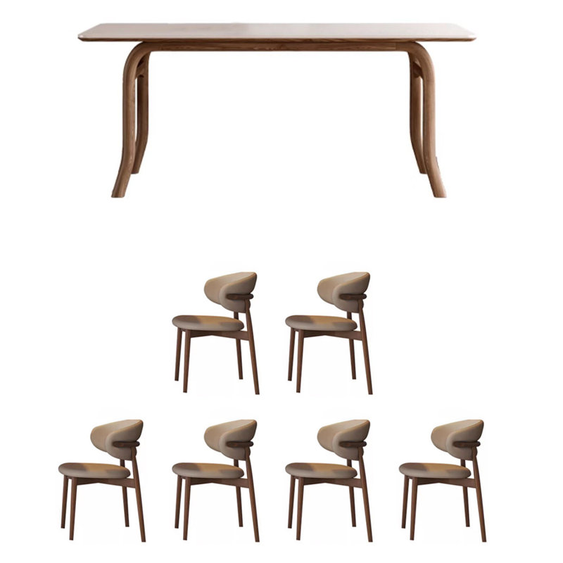 Modern simple rectangular dining table set, 29.5"H x 55.1"L x 31.5"W