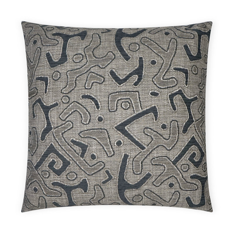 Coussin décoratif Kuba, Charbon, Carré 20 po
