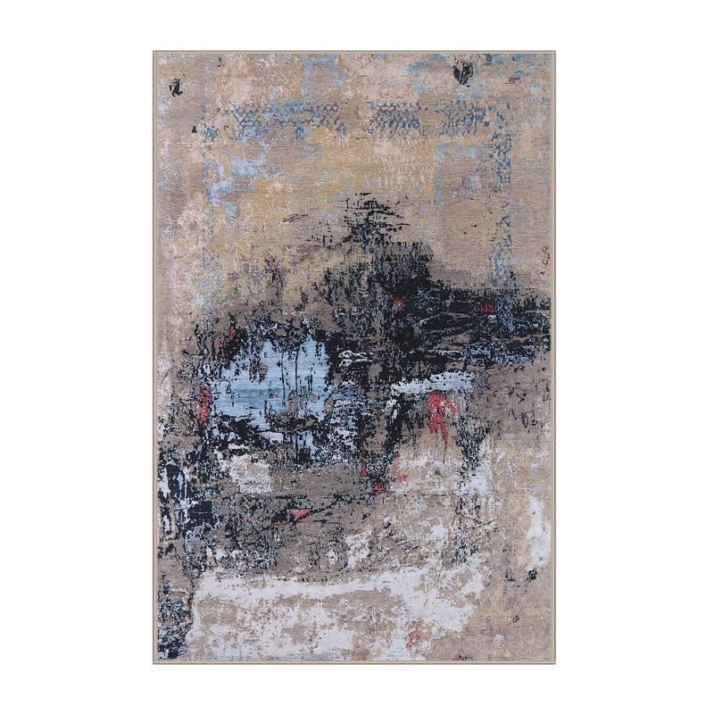 Tapis oriental brun clair / noir, Rectangle 3 pi x 5 pi