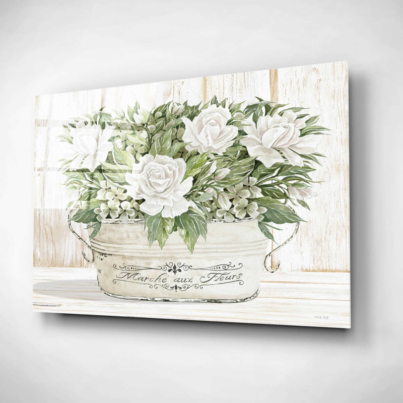 'Roses in White' by Cindy Jacobs, Acrylic Glass Wall Art, 16" H x 24" W x 0.2" D