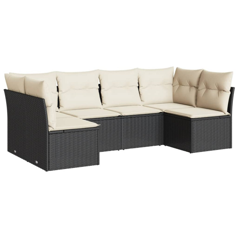 Vidaxl Garden Sofa Set Black PE Rattan Large Modular