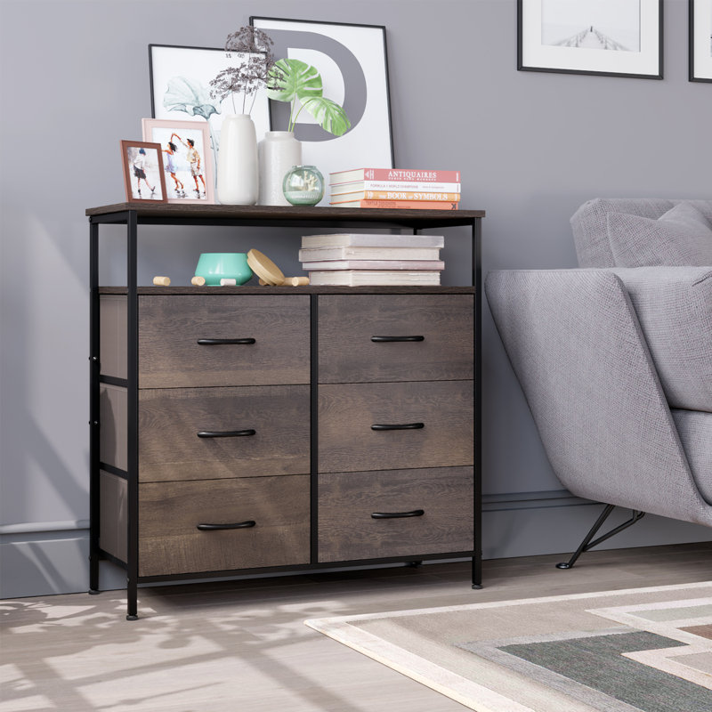 Hutton 80cm W 6 - Drawer Chest of Drawers, Dark Brown/Black