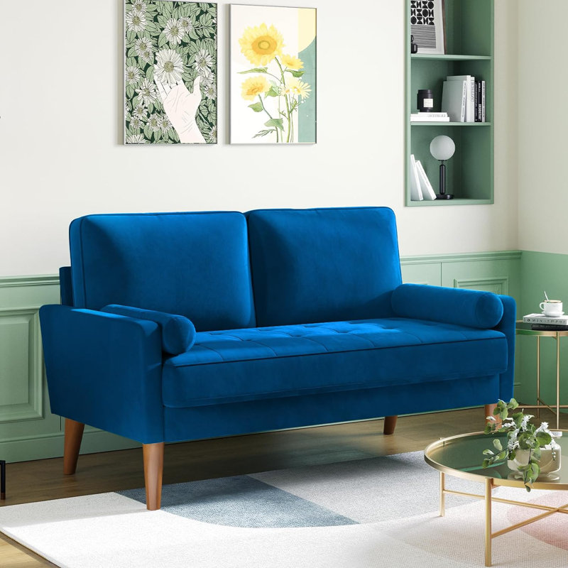 Collierville 2 Seater Velvet Sofa, Blue Velvet
