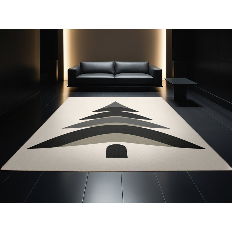 Soft Plush Etamin Christmas Modern & Contemporary Abstract Area Rug in Beige – Beige Binding, 2x3