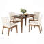 Ensemble de table de salle à manger 5 pièces avec une structure en bois massif et 4 chaises rembourrées pour la salle à manger