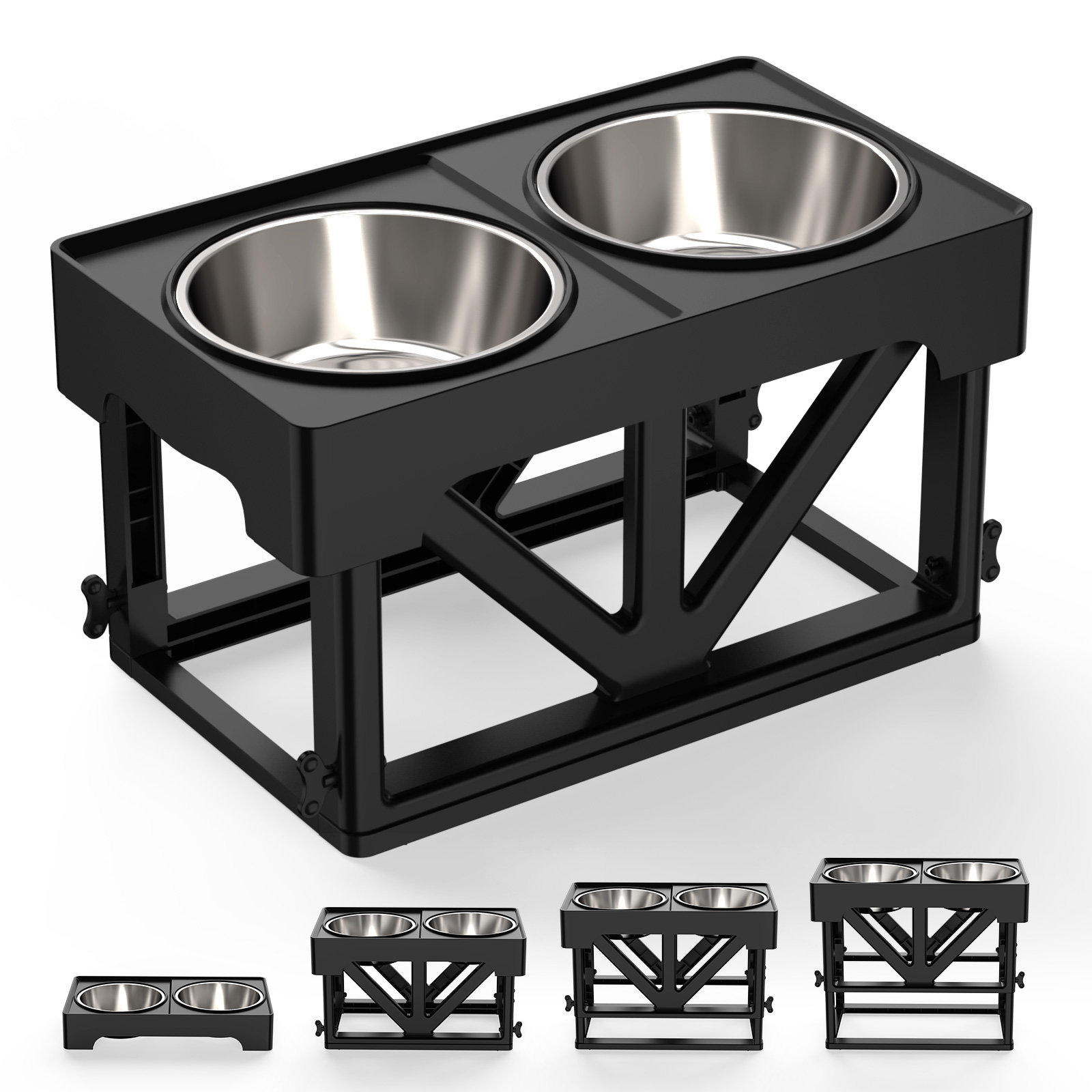 Dazone Elevated Dog & Cat Feeder - Double Bowl Raised Stand +