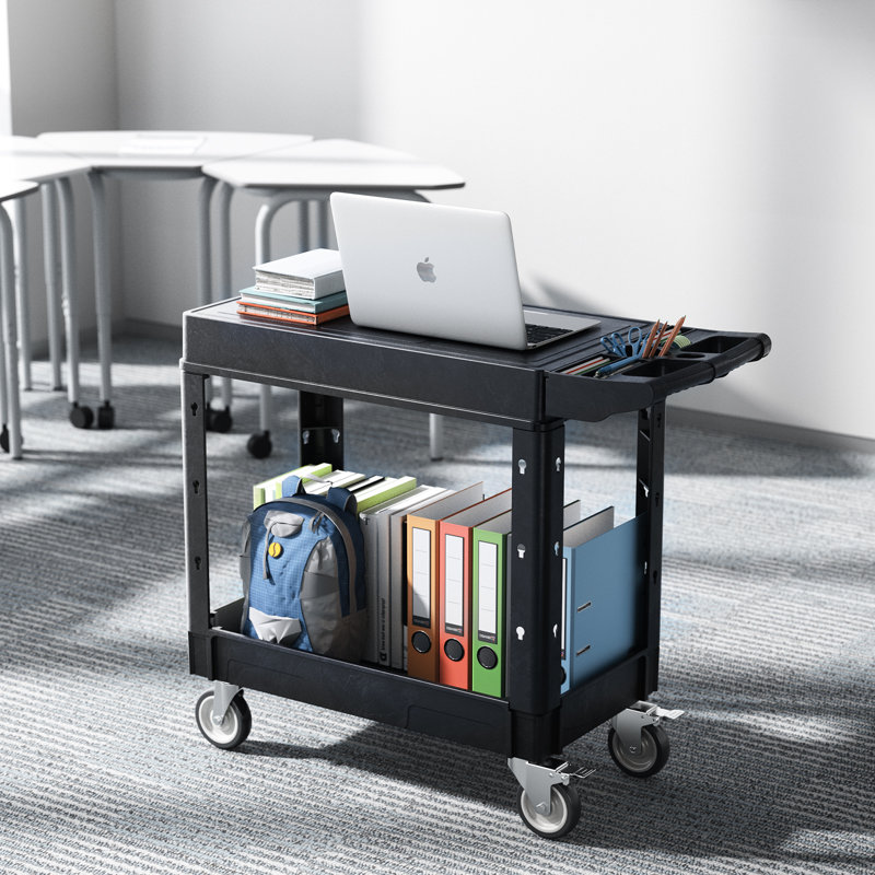 2-shelf Utility Cart 550 lbs Service Cart with Wheels, 33.46" H x 39.96" W x 17.72" D