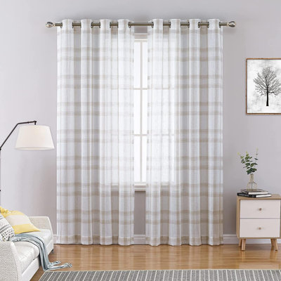 Rideaux semi-transparents pour le salon, fenêtre à carreaux Buffalo