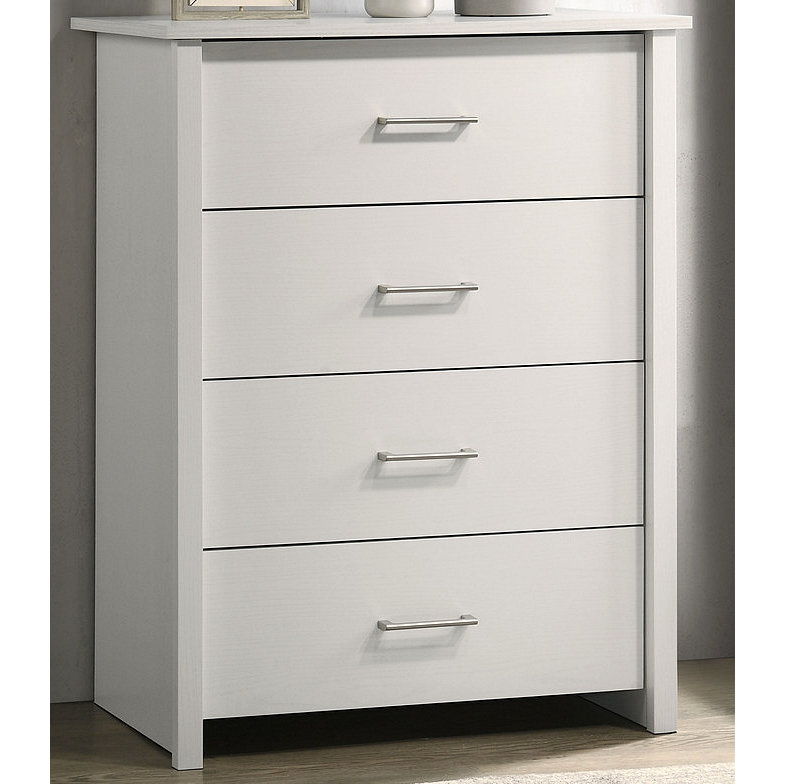Commode 4 tiroirs l 32 "avec poignées, Blanc