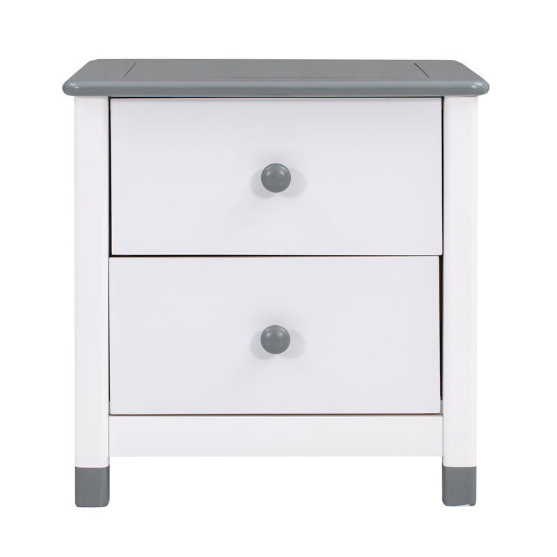 Children's Wooden End Table With Storage, Gray/White