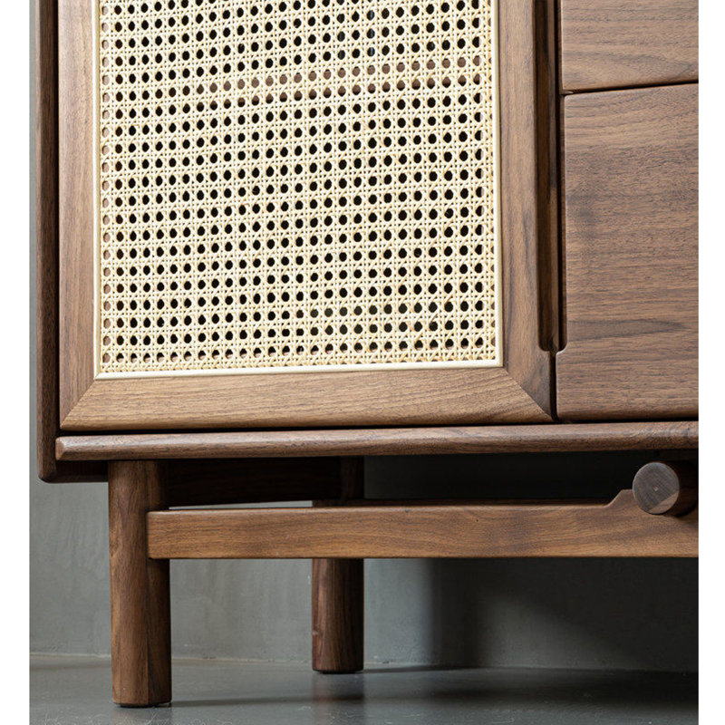 Retro solid wood storage sideboard, 33.46" H x 55.11" W x 16.53" D
