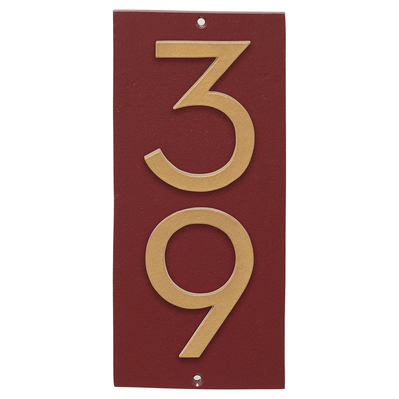 Plaque murale rectangulaire verticale flottante 6 po, Rouge brique / Or, Oui