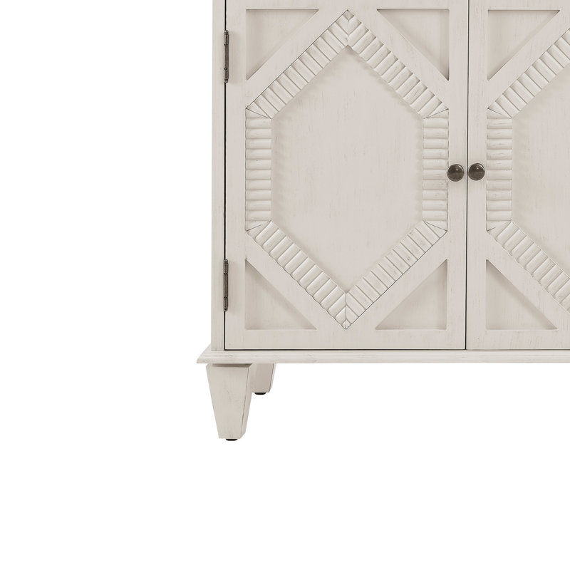 Buffet avec rangement Mid-Century, Blanc antique