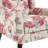 Jaqueze Upholstered Pattern White Linen Blend Tufted Wide Back Armchair with Solid Wood Leg-1897452732
