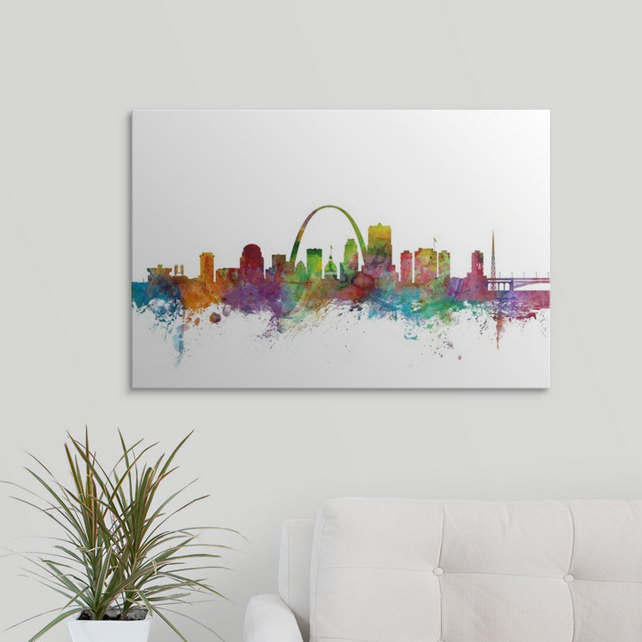 Francy «St Louis Missouri Skyline» par Michael Tompsett, impression, H 16 po x l 24 po x P 1,5 po, Toile
