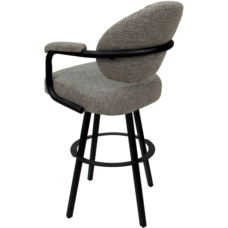 Swivel Upholstered Counter Stool with Metal Frame, Tan Polyester Blend/Black Frame