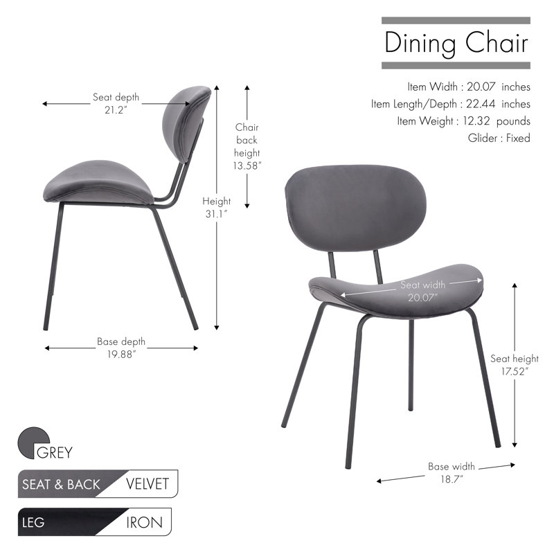 Chaise d'appoint empilable en velours, gris