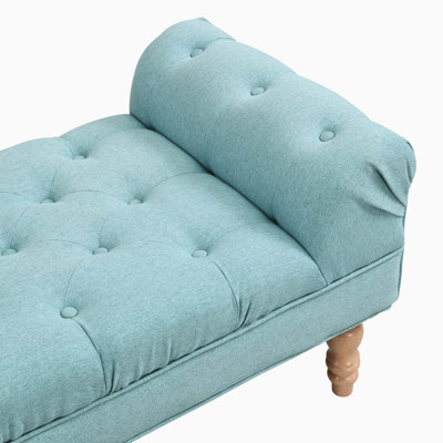Button Tufted Upholstered Bench with Rolled Arms, Multi-use Ottoman Footrest for Bedroom, Living Room and Entryway
