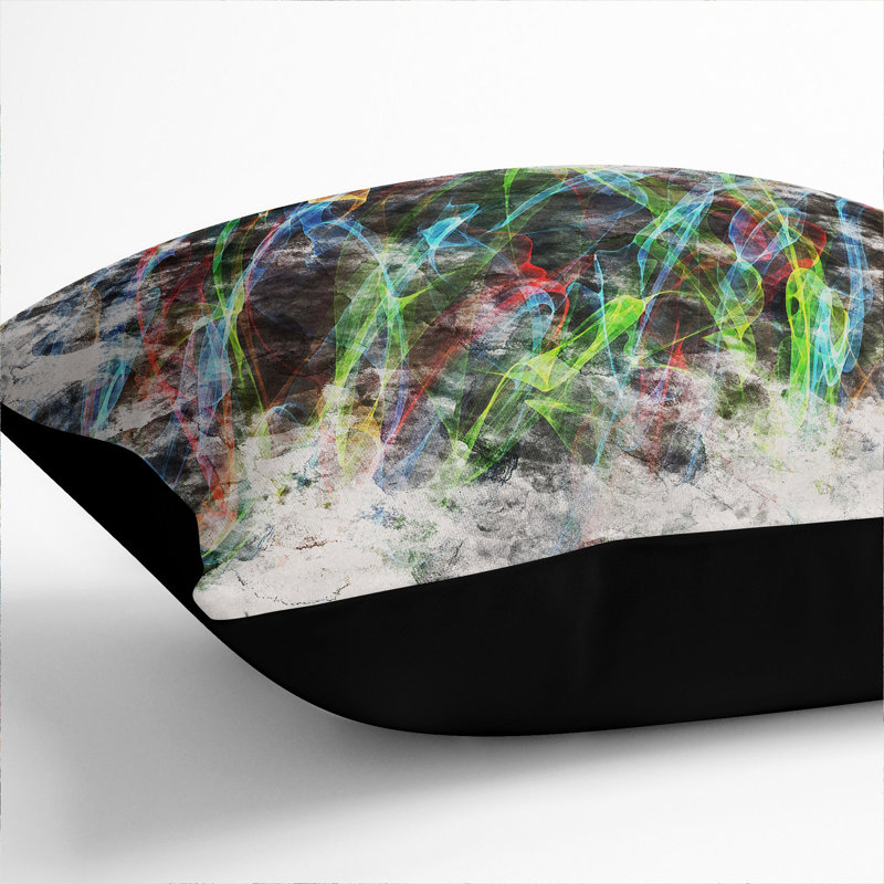 Rainbow Smoke Vol (5) Square Throw Cushion, 55cm H x 55cm W x 20cm D, Black
