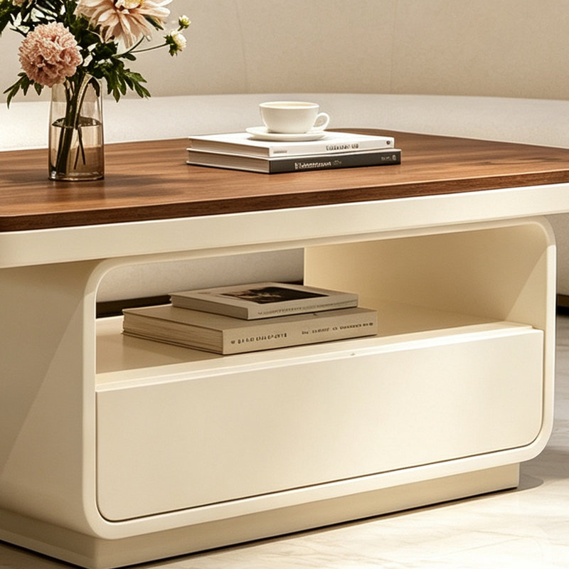 Table basse lumineuse et luxueuse, H 17,71 po x l 39,37 po x P 23,62 po, Brun / crème