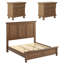 Ensemble de chambre à coucher classique en bois massif 3 pièces, comprenant un très grand lit de 65 po et deux tables de chevet, brun clair-515599562-515599561