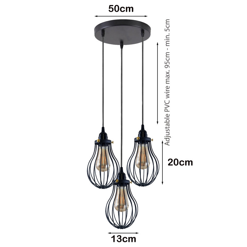 Maratea 3 - Light Black Cluster Pendant