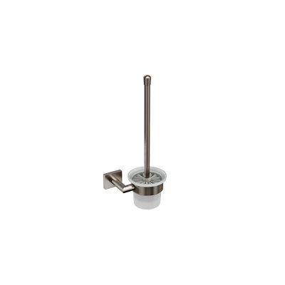 Crater Wall-Mounted Toilet Brush - Brushed Nickel, Premium Brass Construction, Installation Hardware Included