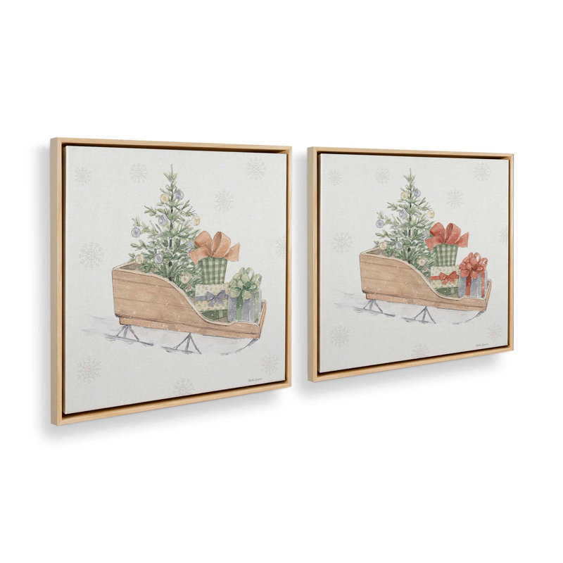 «Sleigh of Joy», ensemble de 2 impressions sur toile, Érable américain, Impression encadrée sans passe-partout