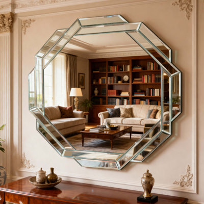 Miroir de salon 29,92 pouces, miroir mural biseauté sans cadre pour la décoration murale, la salle de bain, la salle à manger et le couloir