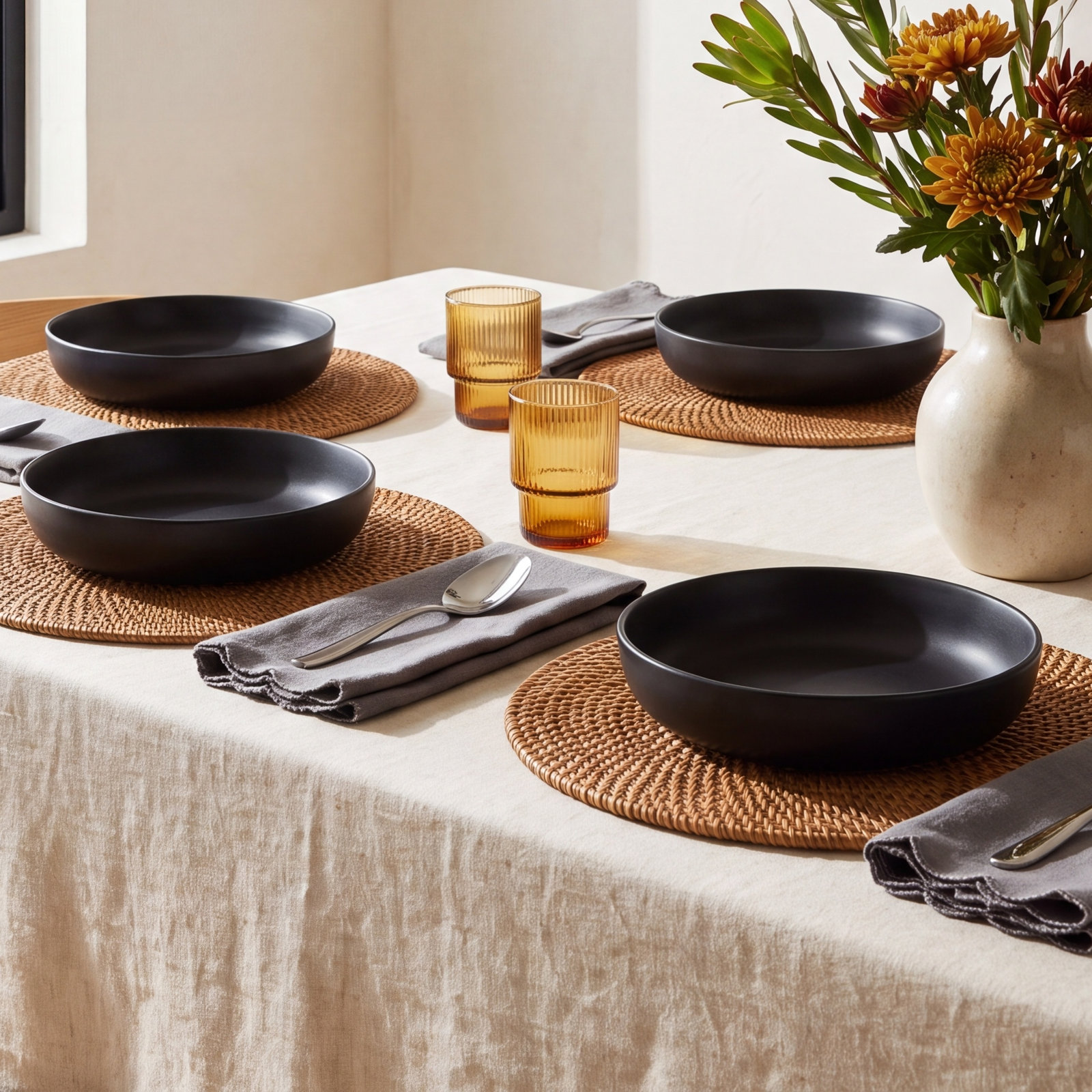 Stoneware Pasta Bowl, Black